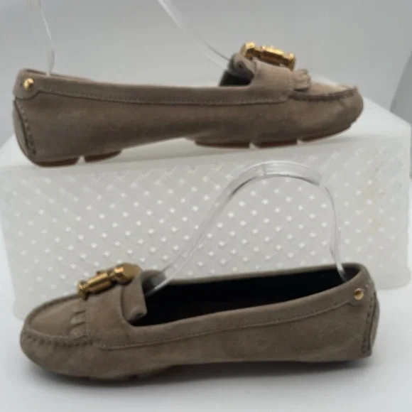Burberry Shoes Women 6 Flats Driving Beige Loafer Leather Moccasin Buckle Strap - Picture 7 of 10